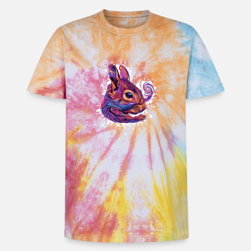 Psychedelischer Eichhörnchenkopf - Unisex Premium Tie Dye T-Shirt - Regenbogen-Spirale