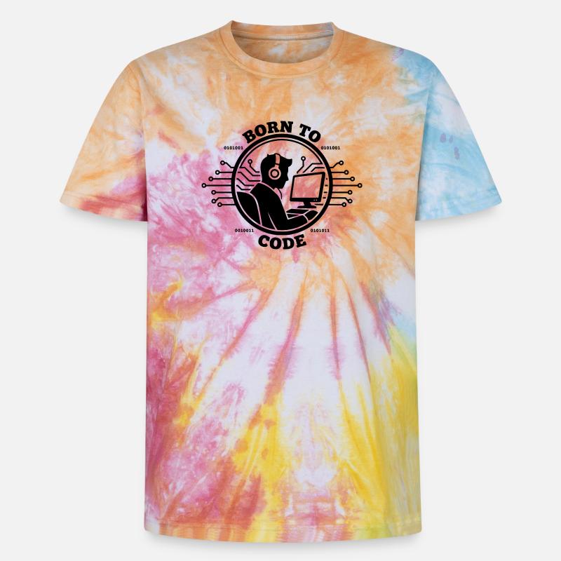 Codeur né pour coder Programmeur - T-shirt tie-dye premium unisexe - arc-en-ciel spirale