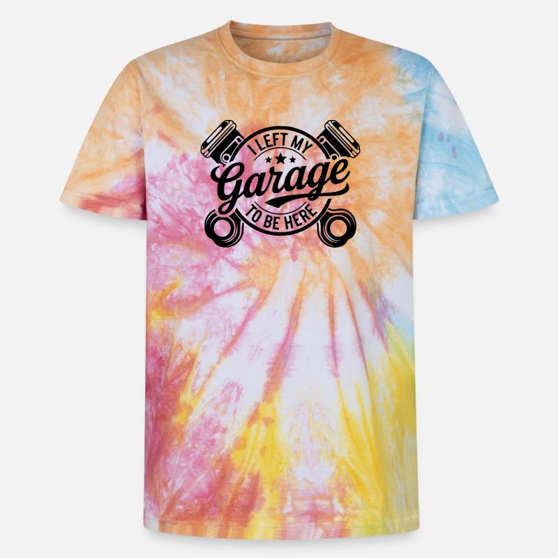 Devis mécanicien j’ai quitté mon garage - T-shirt tie-dye premium unisexe - arc-en-ciel spirale
