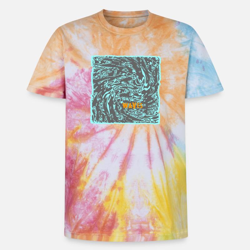 Wave flow neon pattern surf - Unisex Premium Tie-Dye T-Shirt - Rainbow Spiral
