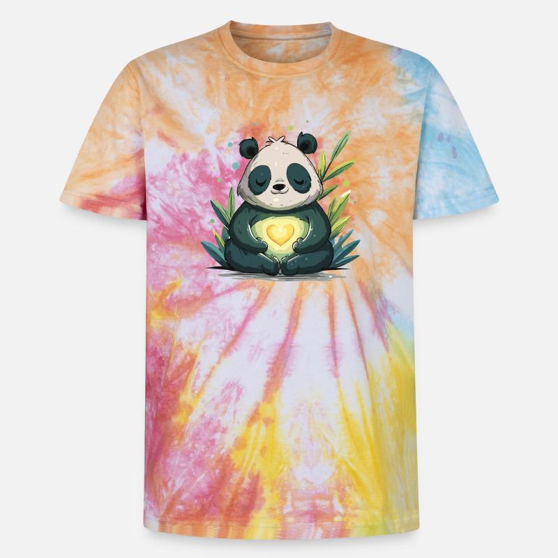 Panda Hjerte-lampe - Unisex Premium tie-dye T-shirt - regnbuespiral