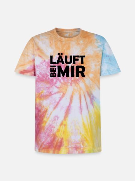 Runs with me - Cool saying - Running - Unisex Premium Tie-Dye T-Shirt - Rainbow Spiral