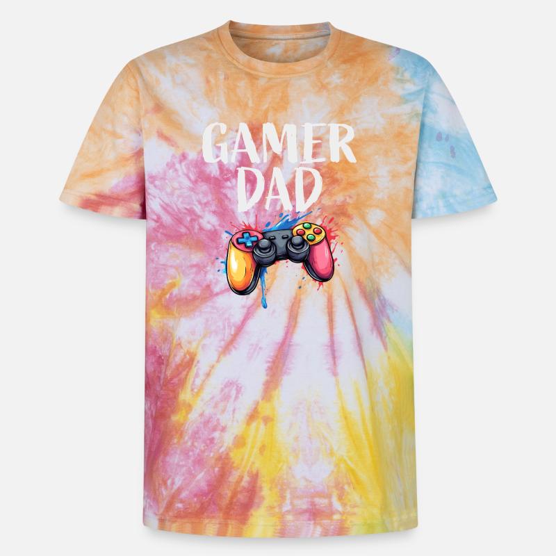 Gamer Dad Controller Splash - T-shirt tie-dye unisex Premium - spirale arcobaleno
