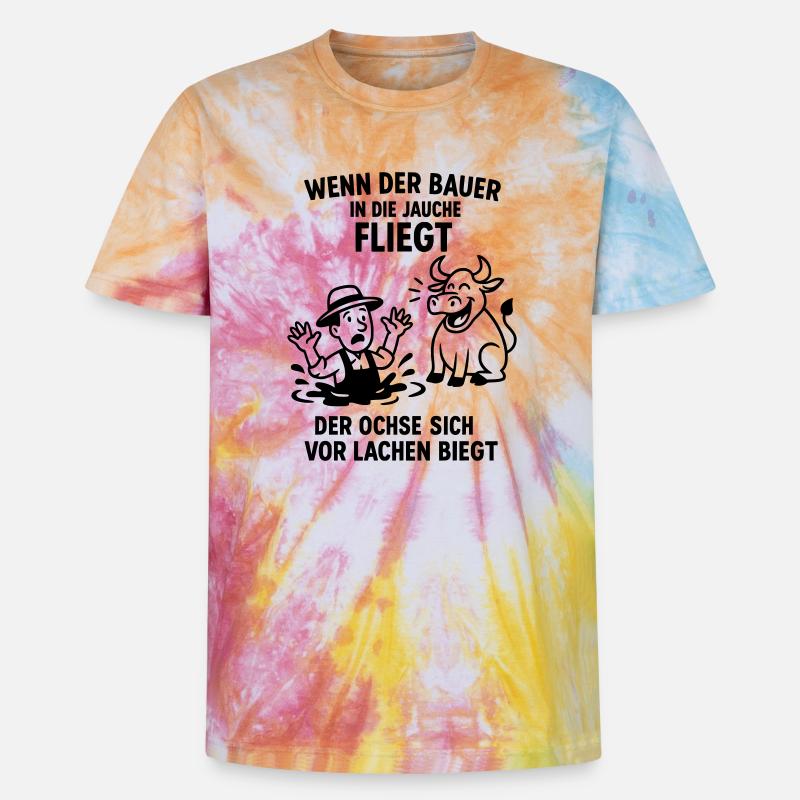 bauer jauche spruch witz ochse - Unisex Premium Tie Dye T-Shirt - Regenbogen-Spirale