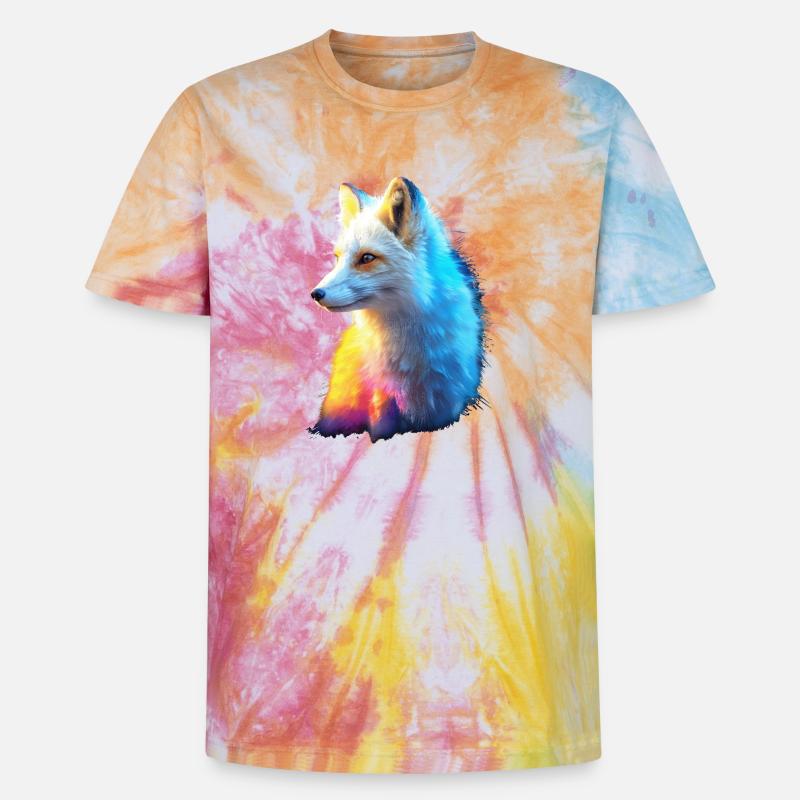 Polarfuchs Schneefuchs Eisfuchs Süßer Weißer Fuchs - Unisex Premium Tie Dye T-Shirt - Regenbogen-Spirale