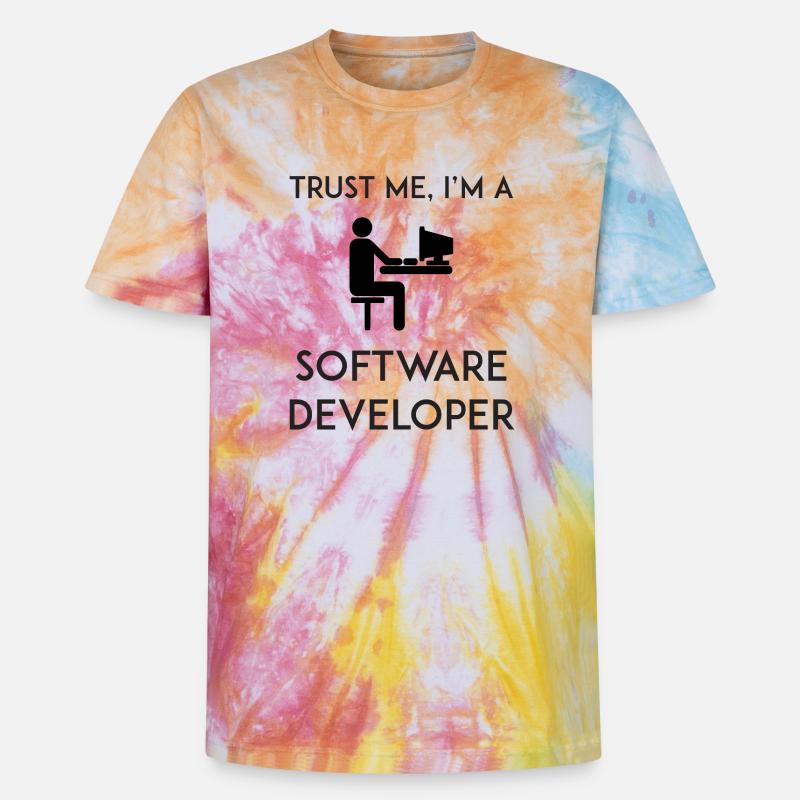 Trust Me I'm a Software Developer - Unisex Premium Tie-Dye T-Shirt - Rainbow Spiral