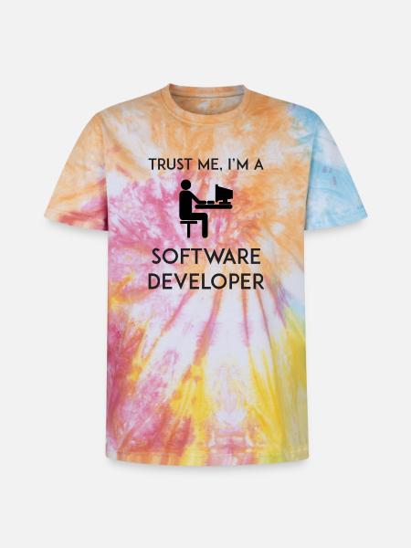Vertrau mir, ich bin Softwareentwickler - Unisex Premium Tie Dye T-Shirt - Regenbogen-Spirale