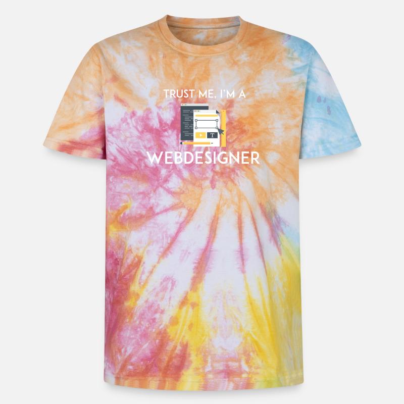 Vertrau mir, ich bin Webdesigner - Unisex Premium Tie Dye T-Shirt - Regenbogen-Spirale
