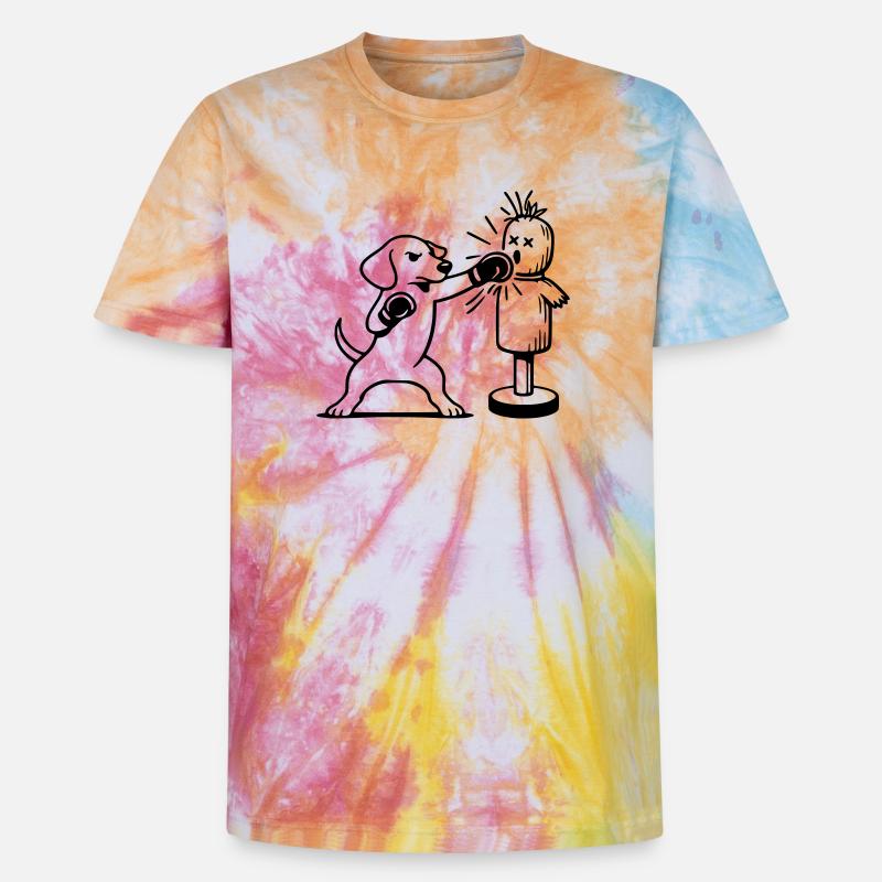 sparring dackel boxen line art  - Unisex Premium Tie Dye T-Shirt - Regenbogen-Spirale