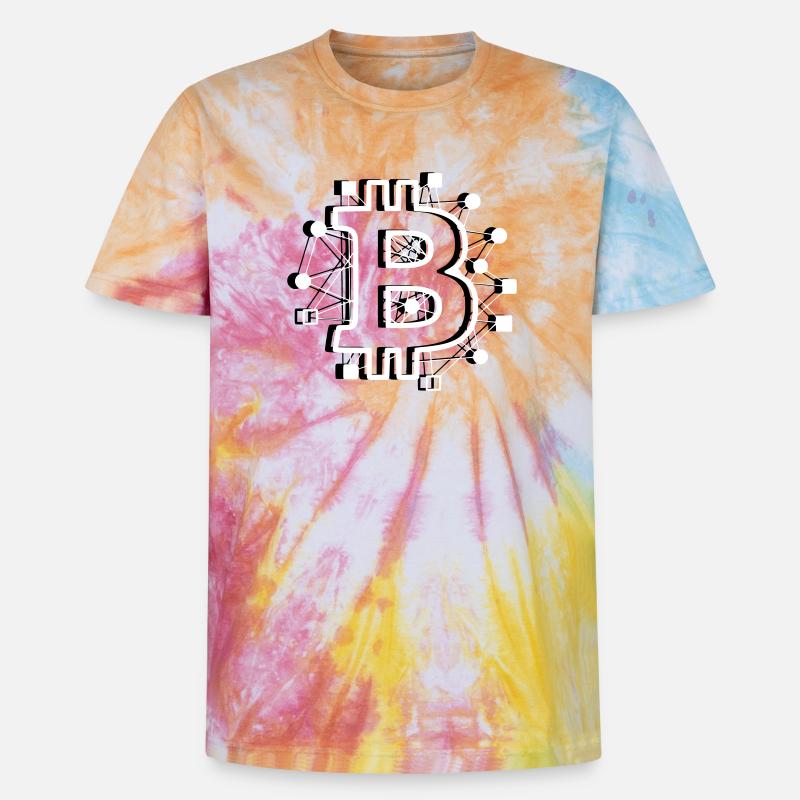 Bitcoin Platine Circuit Tech Krypto - Unisex Premium Tie Dye T-Shirt - Regenbogen-Spirale