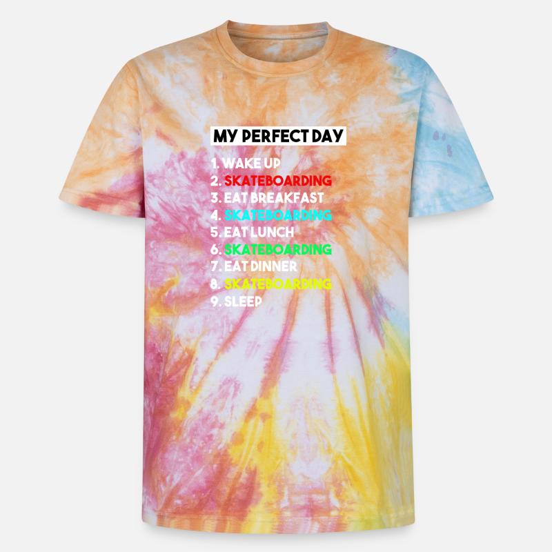 Mein perfektes Skateboard-Routine-Design - Unisex Premium Tie Dye T-Shirt - Regenbogen-Spirale
