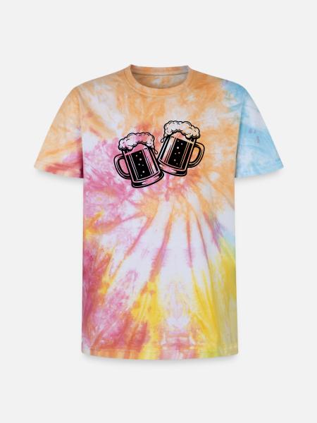 Bierglas Bier Anstossen - Unisex Premium Tie Dye T-Shirt - Regenbogen-Spirale