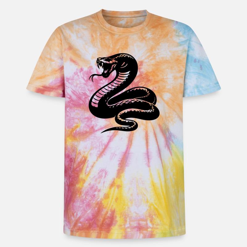 Silhouette du python serpent - T-shirt tie-dye premium unisexe - arc-en-ciel spirale