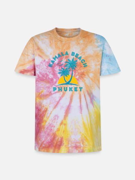 Kamala Beach Phuket Sunset Palm - Unisex Premium Tie-Dye T-Shirt - Rainbow Spiral