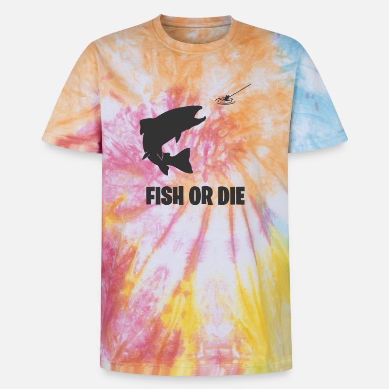 Fisch oder stirb - Unisex Premium Tie Dye T-Shirt - Regenbogen-Spirale