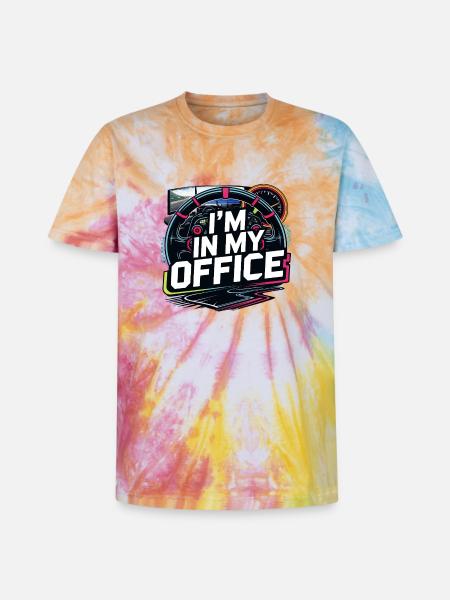 I'm in my office - Unisex Premium Tie-Dye T-Shirt - Rainbow Spiral