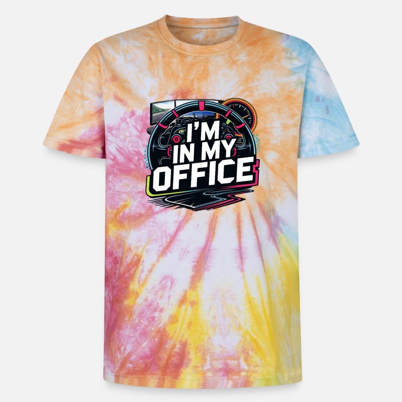 I'm in my office - Unisex Premium Tie-Dye T-Shirt - Rainbow Spiral