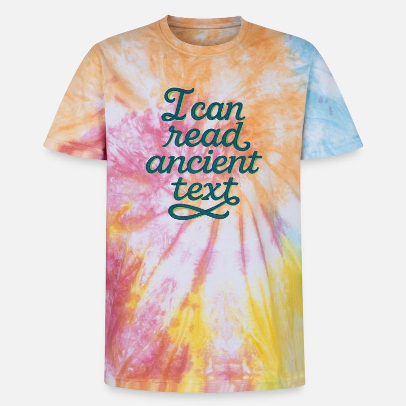 Ancient Script Tee - Unisex Premium Tie-Dye T-Shirt - Rainbow Spiral