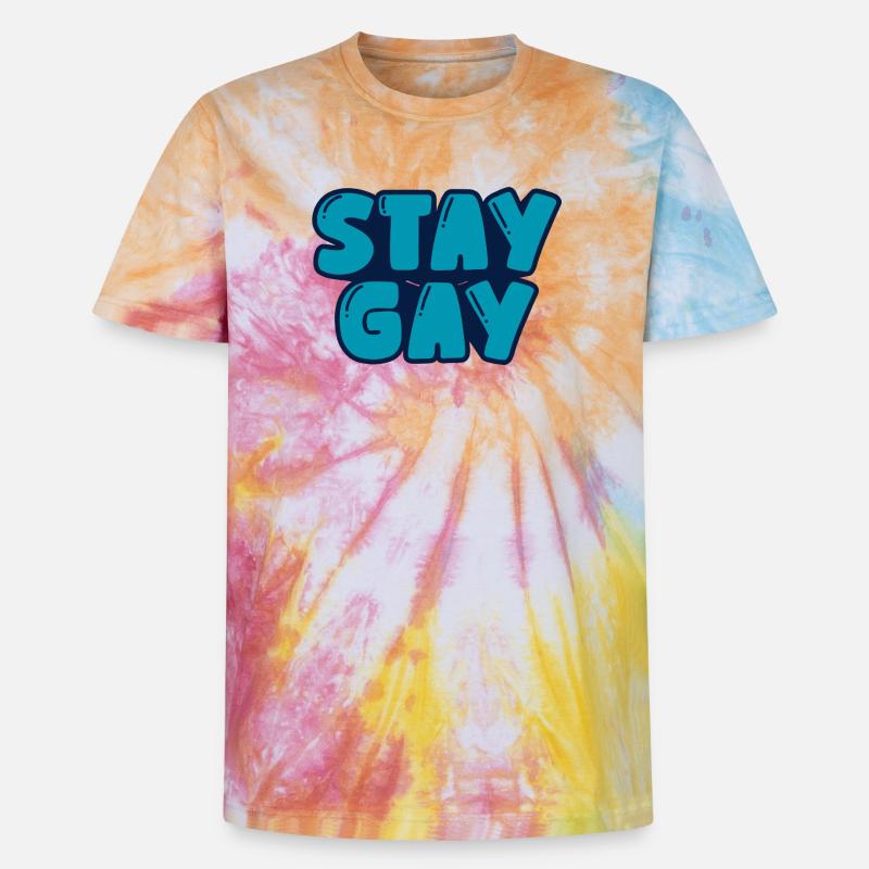 Bleib schwul - Unisex Premium Tie Dye T-Shirt - Regenbogen-Spirale