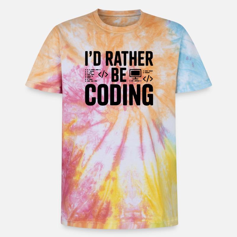Je préfère coder - T-shirt tie-dye premium unisexe - arc-en-ciel spirale