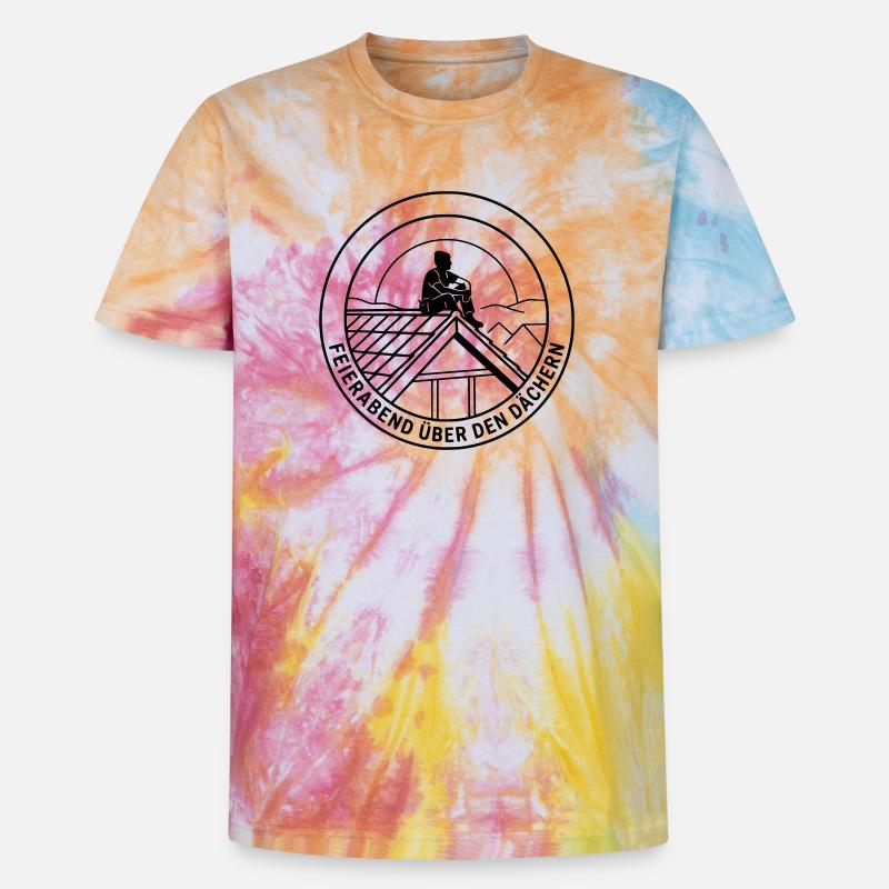 Dachdecker Feierabend über den Dächern - Unisex Premium Tie Dye T-Shirt - Regenbogen-Spirale