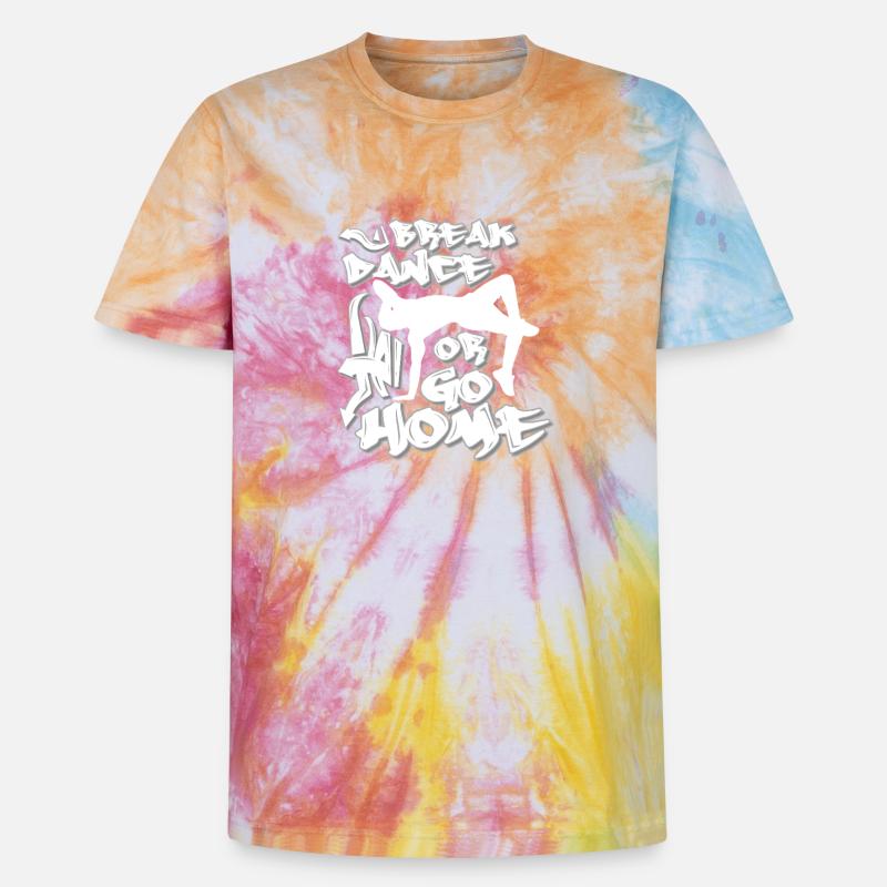 Breakdance oder nach Hause gehen - Unisex Premium Tie Dye T-Shirt - Regenbogen-Spirale