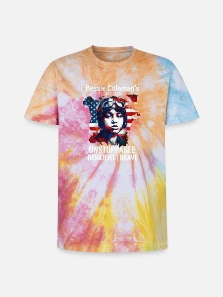 Bessie Coleman Modig flygpionjär - Unisex Premium tie-dye T-shirt - regnbågsspiral