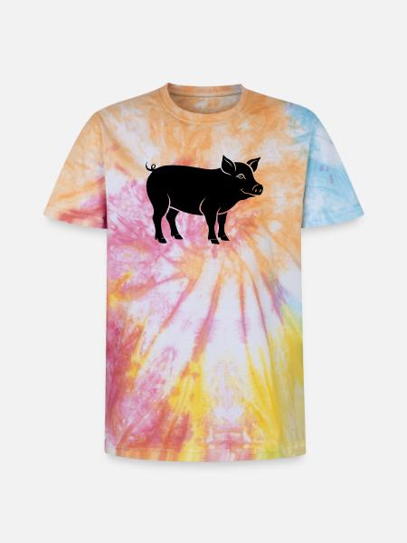 cochon - T-shirt tie-dye premium unisexe - arc-en-ciel spirale