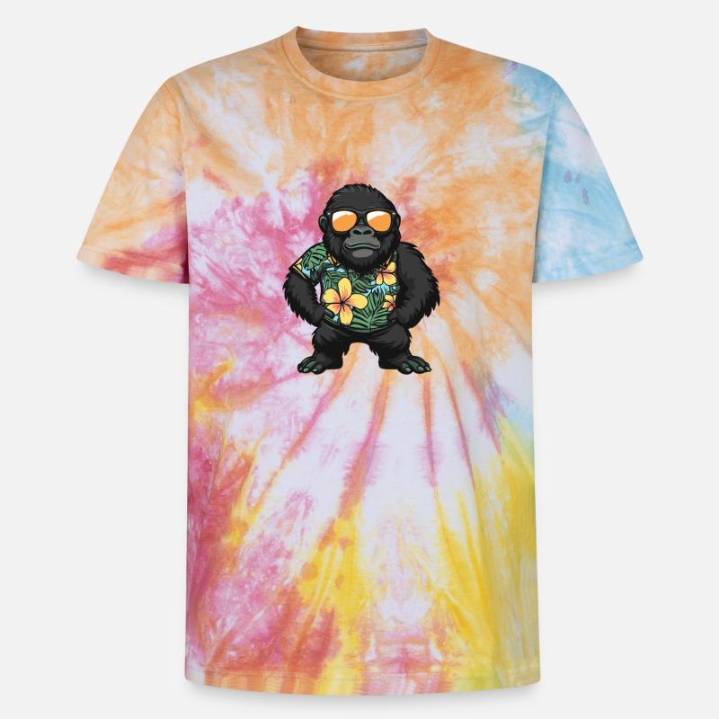 Gorilla Comic Vacation - T-shirt tie-dye unisex Premium - spirale arcobaleno