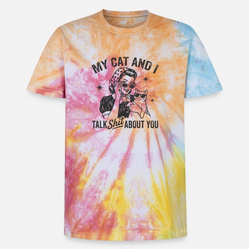 Katzengespräch im Retrostil Lästern Geschenk - Unisex Premium Tie Dye T-Shirt - Regenbogen-Spirale