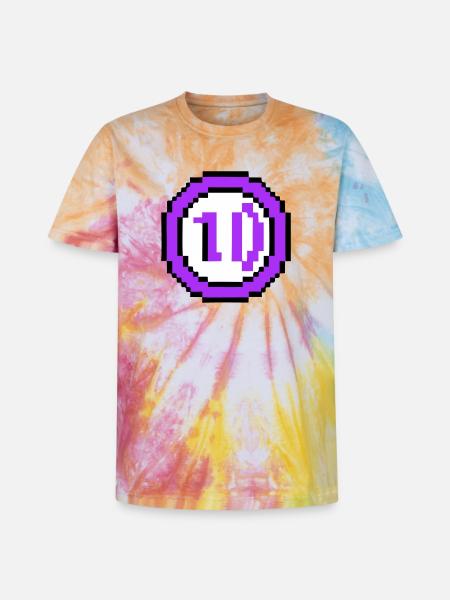 Arcade Coin 10 Years Anniversary - Unisex Premium Tie-Dye T-Shirt - Rainbow Spiral