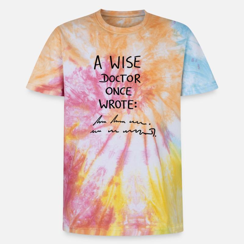 Ein weiser Arzt schrieb einst - Unisex Premium Tie Dye T-Shirt - Regenbogen-Spirale