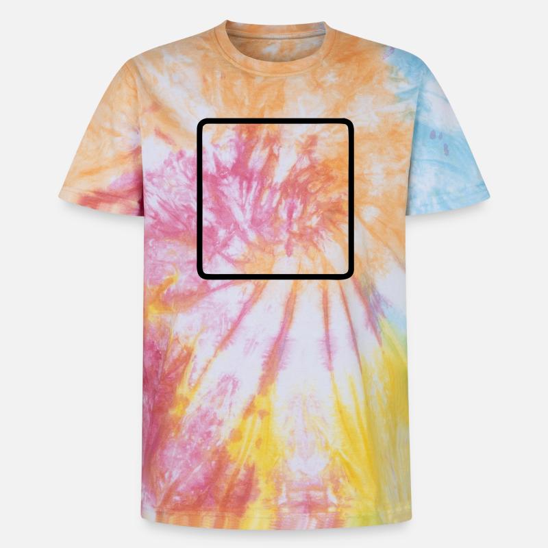 Square Frame Rounded Outline - Unisex Premium Tie-Dye T-Shirt - Rainbow Spiral