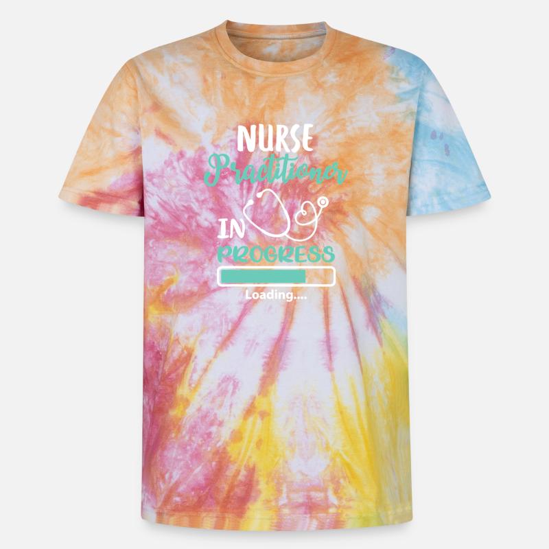 Nurse Practitioner In Progress Loading - Unisex Premium Tie-Dye T-Shirt - Rainbow Spiral