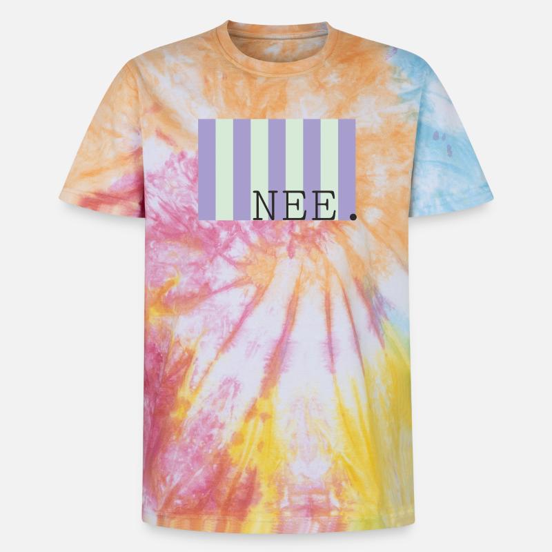 Nee Pastellstreifen Schrift - Unisex Premium Tie Dye T-Shirt - Regenbogen-Spirale
