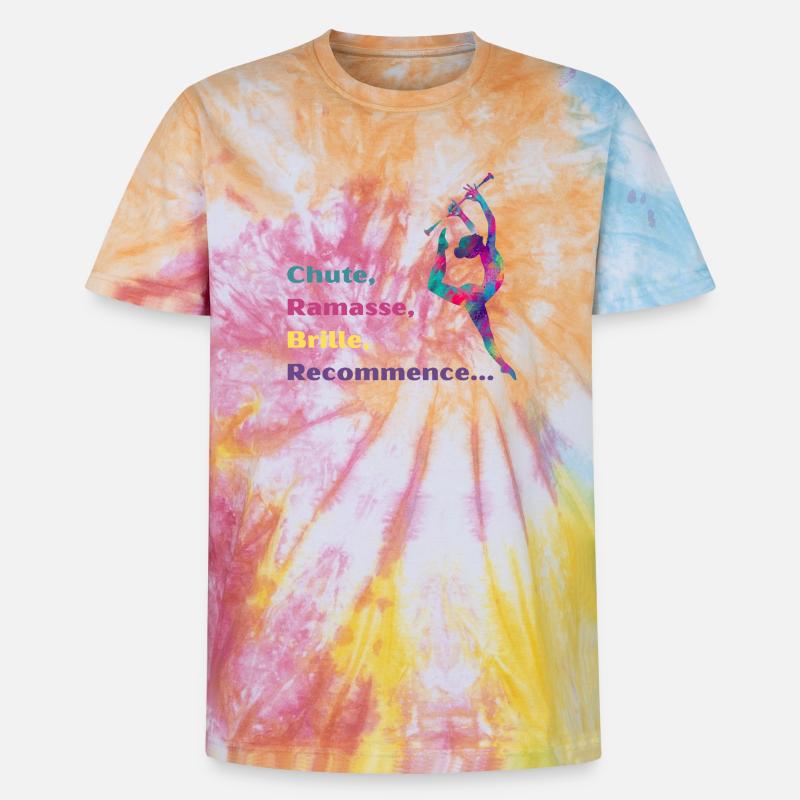 Chute-_Ramasse-_Recommence-- - T-shirt tie-dye premium unisexe - arc-en-ciel spirale