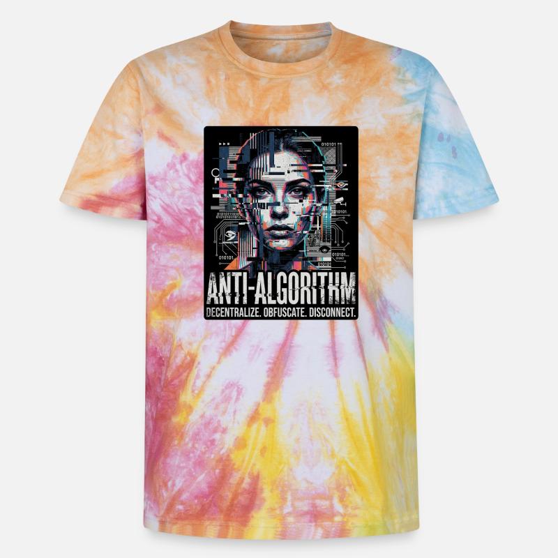 Anti Algorithm - Unisex Premium Tie-Dye T-Shirt - Rainbow Spiral