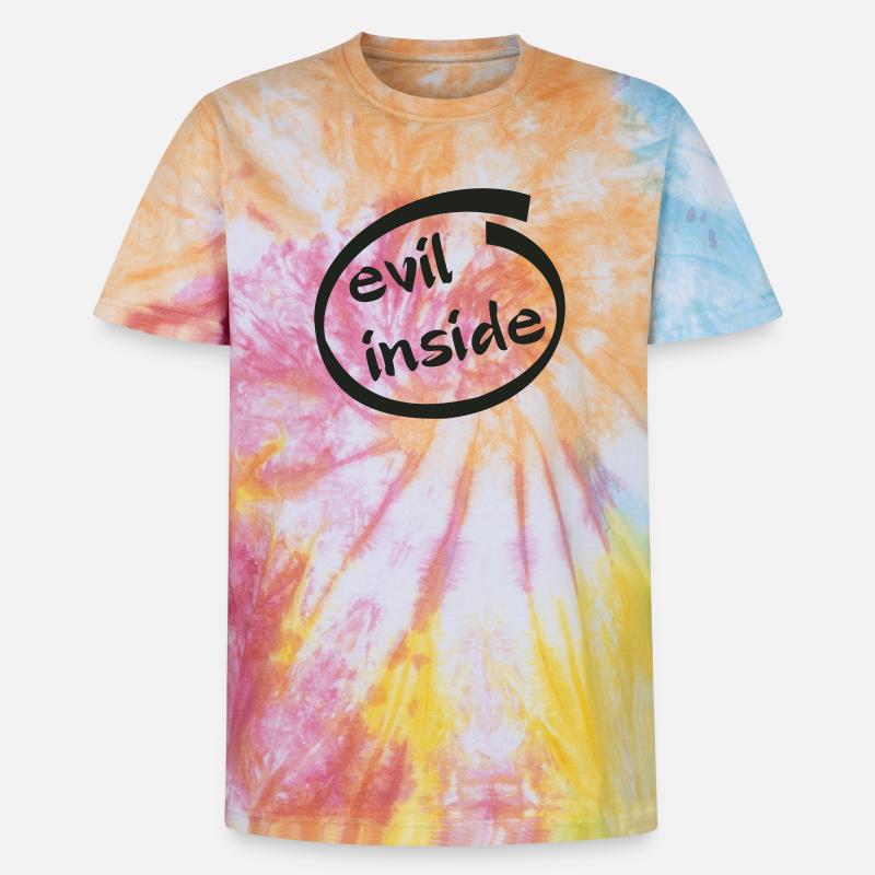 Evil Inside Ring Graphic - Unisex Premium Tie-Dye T-Shirt - Rainbow Spiral