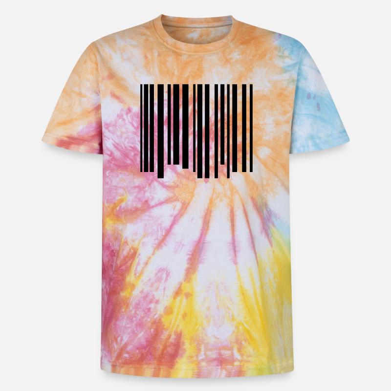code barres - T-shirt tie-dye premium unisexe - arc-en-ciel spirale