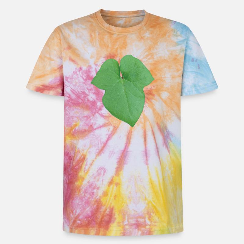 Green_Leaf_-_Tiny_Red_Spider - Unisex Premium Tie-Dye T-Shirt - Rainbow Spiral