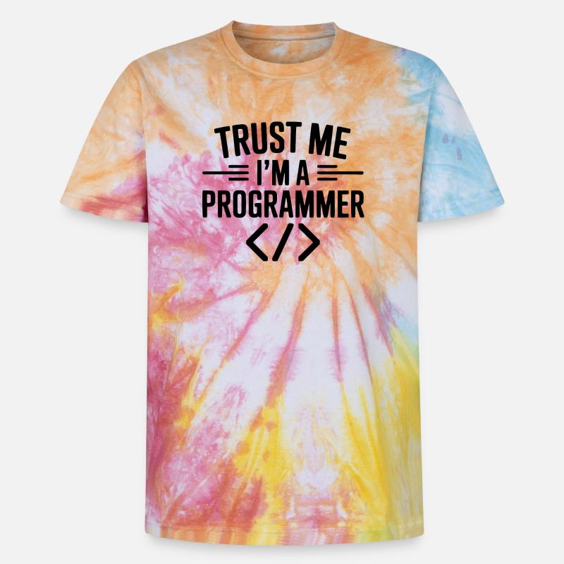 Croyez-moi, je suis programmeur - T-shirt tie-dye premium unisexe - arc-en-ciel spirale