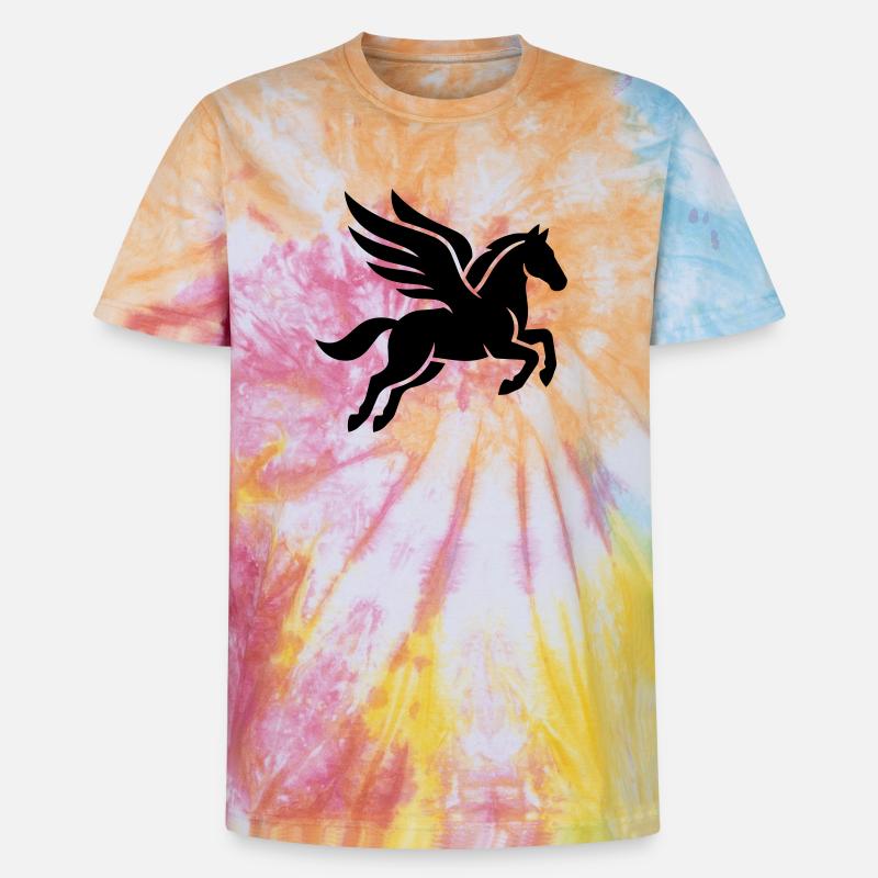 Pégase - T-shirt tie-dye premium unisexe - arc-en-ciel spirale