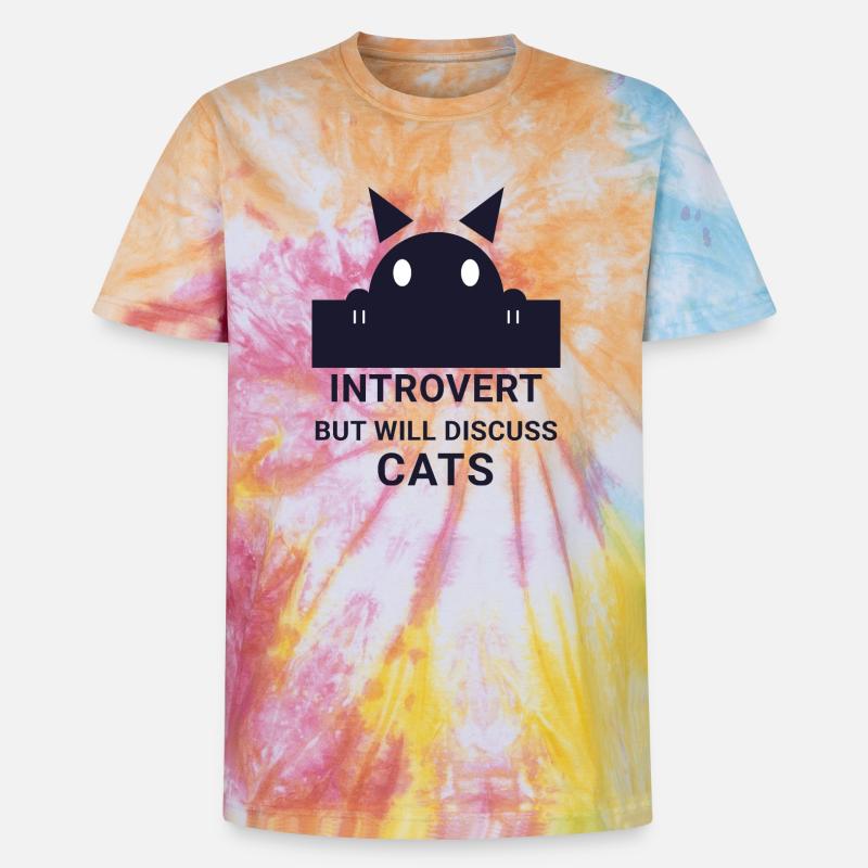 Introvertierter wird über Katzen sprechen - Unisex Premium Tie Dye T-Shirt - Regenbogen-Spirale