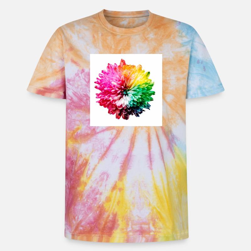 Explosion de la Fleur Arc-en-ciel - T-shirt tie-dye premium unisexe - arc-en-ciel spirale