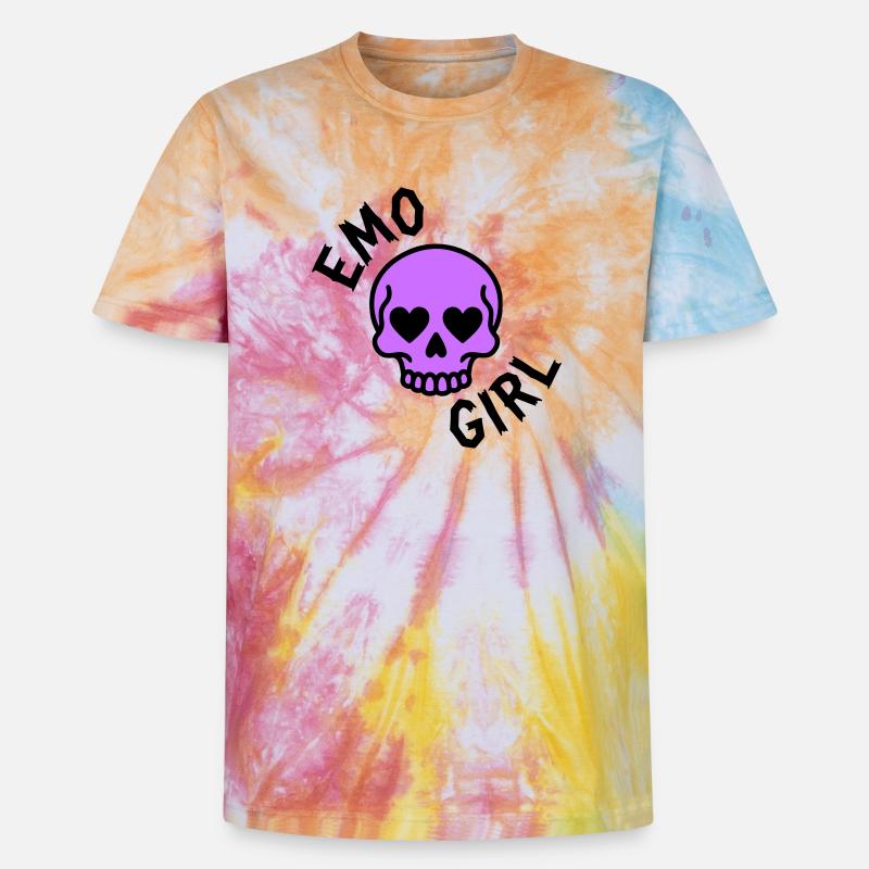 Fille emo - T-shirt tie-dye premium unisexe - arc-en-ciel spirale