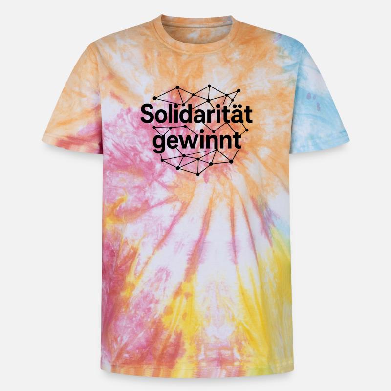 Solidarität Gewinnt Statement Spruch - Unisex Premium Tie Dye T-Shirt - Regenbogen-Spirale
