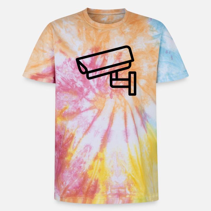 caméra - T-shirt tie-dye premium unisexe - arc-en-ciel spirale