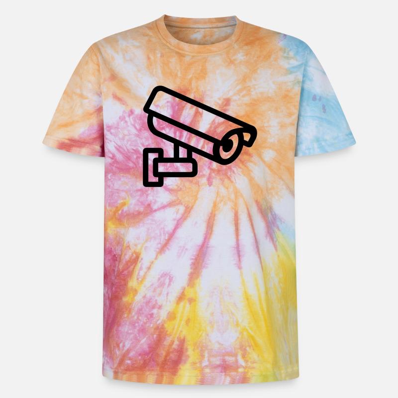 caméra - T-shirt tie-dye premium unisexe - arc-en-ciel spirale