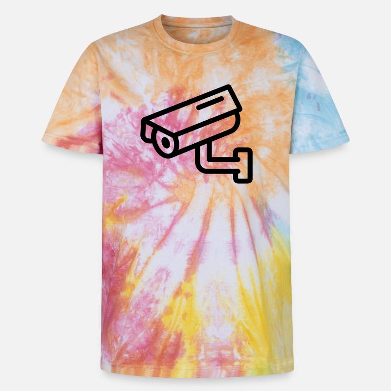 caméra de surveillance - T-shirt tie-dye premium unisexe - arc-en-ciel spirale