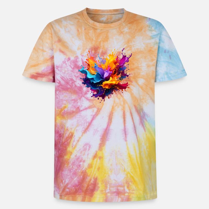 Farbspritzer Explosion - Unisex Premium Tie Dye T-Shirt - Regenbogen-Spirale
